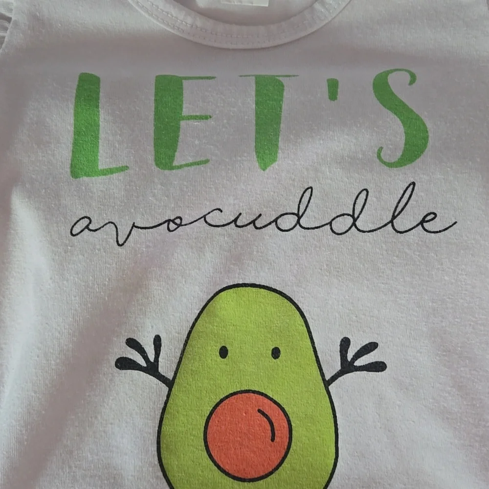 Kids Avocado Print Matching Set - White and Green